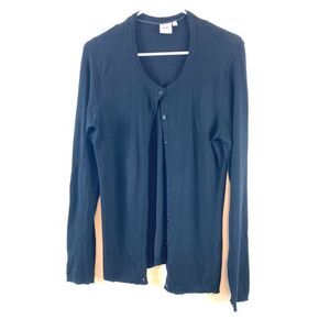 Ichi Black Knit Cardigan Sweater Size Medium Old Money Classic Basics